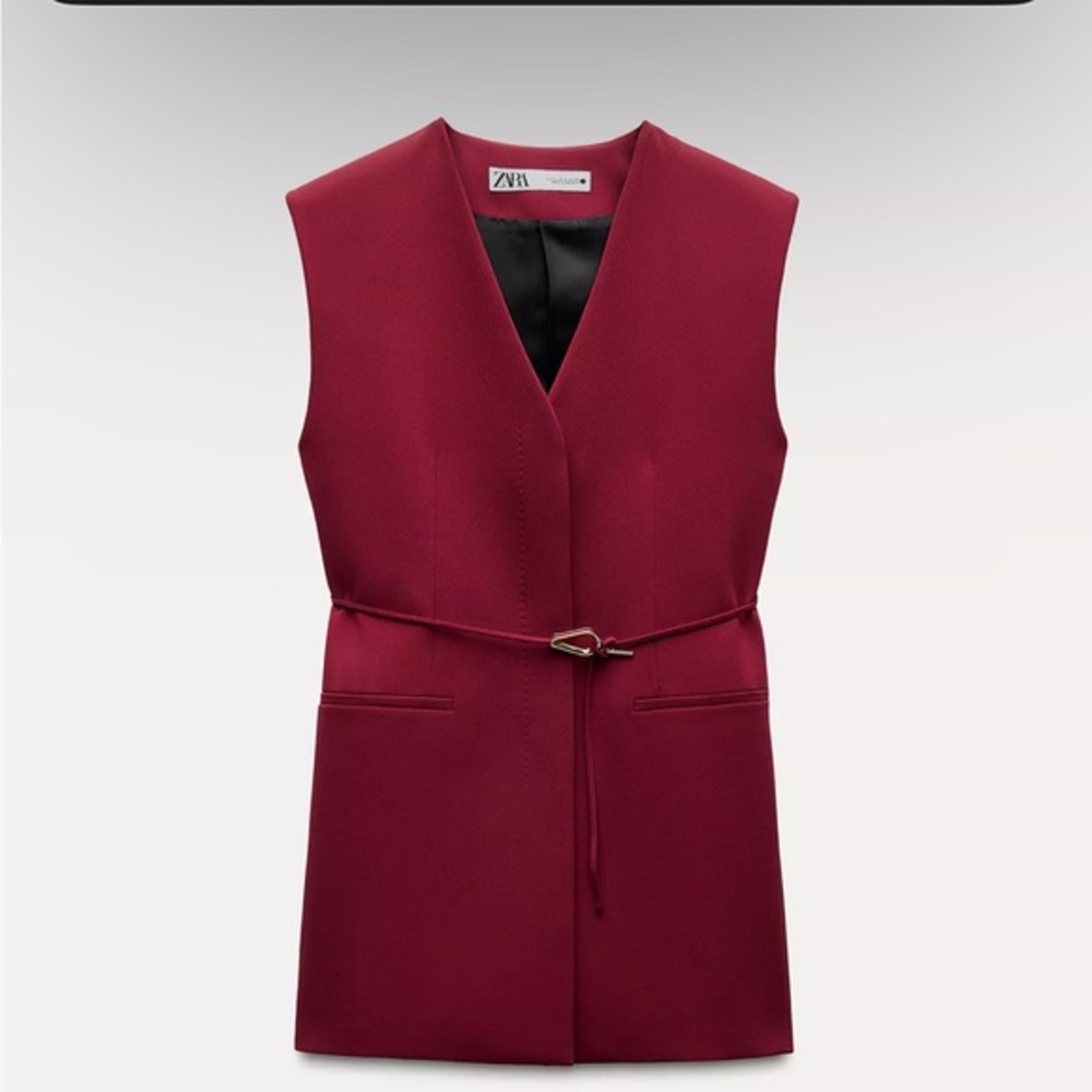 Zara Deep Red V-Neck Dress